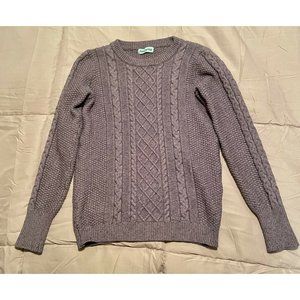 ninovino Women's  Long Sleeve Cable Knit Crewneck Pullover Sweater, Gray, Size S